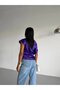 Women's Purple One-Shoulder Asymmetrical Cut Satin Blouse Hzl26W-Fry121171 - 6