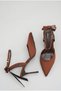 Women's Pointed Toe Ankle Strap Heeled Shoes Bales Brown - 3