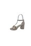 307 Women's Gold Shimmering Ankle Strap Thick Heeled Shoes - 4