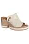 D26Yt-6115-B Cream Women's Heeled Leather Slippers