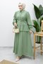 Ruffle Detailed Waist Drawstring Skirt Suit Tsd260220 Mint Green - 3