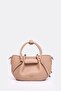 Women's Mini Hand and Shoulder Bag with Drawstring Detail, Stylish Daily Bag, Mink