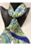 Ethnic Patterned Double-Sided Scarf with Gold Ring Detail (70X70 cm) - 5