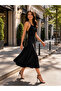 Women's Wrinkle-Free Crinkle Fabric Shoulder-Tie Below-Knee Dress - 4