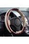 Luxury Wood Grain & Leather Steering Wheel Cover 15 Inch (37-38 cm) - Universal Fit, Anti-Slip Grip