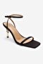 Sone Black Satin Gold Heeled Thin Strap Women's Heeled Shoes - 3