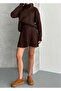 Oversized Turtleneck Sweater with Skirt, Double Knitwear Set - 4