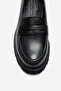 Women's Thick Sole Loafer Shoes Real Leather Mtd 24353 Black - 2
