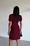 Women's Balloon Sleeve Atlas Fabric Mini Dress - 5