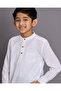Boys White Mandarin Collar Shirt - 4