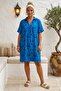 Blue Shirt Collar Short Sleeve Patterned Casual Viscose Woven Dress 105 65 - 4