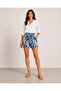 Trend Women's Blue Tie-Dye Patterned Shorts |   New Season |   Elastic Waist Pocket Summer Comfortable Cut with Elastic Waist Pocket - 2