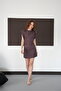 Polka Dot Crew Neck Above Knee Dress - Brown |   D3013 - Coffee - 3