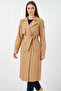 Women's Double Breasted Collar Tan Trench Coat - 3