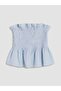 Lcw Vision Blue Strapless Collar Linen Blended Ruffle Blouse - 4