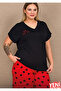 Large Size Women's Viscose Pajama Set Soft Fabric Heart Patterned Summer Comfortable Home Pajamas 11054 - 3