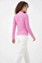 Women's High Collar Textured Pink Blouse - 4