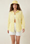 Women's Single Pocket Oversize Viscose Light Yellow Shirt - 3