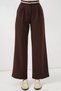 Women's High Waist Wide Leg Brown Palazzo Trousers - 3