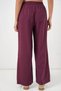 Women's Elastic Waist Wide Leg Burgundy Palazzo Trousers - 8