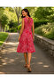 Red Color Melis Muslin Dress - 4