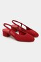 Harmony Red Suede Genuine Leather Round Toe Rubber Detail Short Heeled Women's Ballerinas - 4