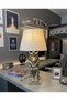 Modern Silver Lion King Detailed Bust Lampshade Sculpture – White Hat Decorative Table Lamp, Stylish Living Room - 3