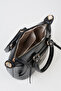 Women's Lupine Black Lined Column Strap Zipper Closure Handbag and Shoulder Bag - 4