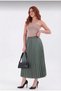 Pleated Midi Skirt High Waist Elastic Casual & Stylish Women's Skirt - 2