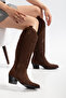 Women's Western Cowboy Perforated Vegan Suede Long Summer Boots with Back Zipper