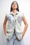 İts Basic Women's Tint Denim Color Bright Stone Pocket Detailed Long Denim Vest - 3