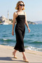 Women's Thin Strap Strapless Neckline A-Line Cut Maxi Woven Dress %100 Viscose Comfortable Casual Modern - 2