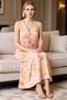 Women Sleeveless Halter Neck Floral Pattern Maxi Woven Dress Lined Shift Cut Satin Fabric Daily Casual - 3