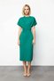 Women's Plus Size 100% Cotton Midi Pencil Dress Tie Detail Crew Neck Short Sleeve Bodycon - 4