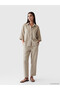 Beige Linen Blended Oversize Women's Shirt - 5