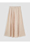 Ecru Elastic Waist Striped Pleated Skirt - 2