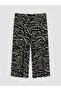 Black Patterned Women's Capri Pants with Elastic Waist