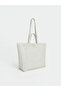 Ecru Striped Women's Beach Bag - 2