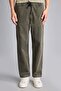 Wide Leg Velvet Look Khaki Trousers I0486Ax26Sm - 3