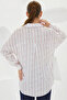Women's Oversize Patterned Satin Powder Shirt - 4