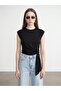 32724 100% Cotton T-Shirt with Tie Detail - Black