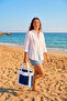 Mosso Beach Towel 100% Cotton 76X216-Navy Blue - 4