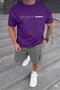 Men's Purple Balance Printed T-Shirt and Gray Shorts Set - 2
