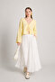 Women's White Voile Fabric Crinkled Long Lined Skirt - 4