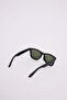 Unisex Uv400 Protected Matte Black Design Green Glass Sunglasses - 3
