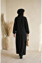 Waist-Tied Buttoned Tunic Skirt Double Set 0318-06 Black - 5
