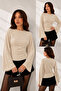 Modal Fabric Gathered Detail Wide Sleeve Women's Blouse 212 - 3