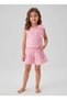 Girl's Pink Set with Ribbon Detail Shorts - 2