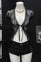 Black Lace-Up Bolero Y2K Short Sleeve Crop