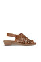 Brown Leather Women's Wedge Heeled Sandals